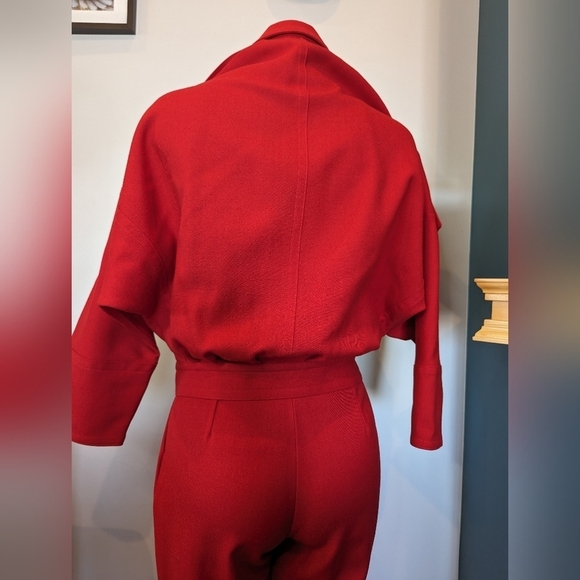 Vintage wool red Park Lane vintage 2 piece 80's power suit Size 5 & 7 - Picture 9 of 17